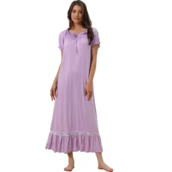 Cheibear Women's Victorian Ruffle Short Sleeve Tie Neck Pajama Sleep Dress 14 Cheibear Women's Victorian Ruffle Short Sleeve Tie Neck Pajama Sleep Dress -Cozy Nights Sales Store GUEST d7cf4fcb 64f4 48d4 b3cc 3207d9013898
