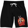 Looney Tunes Classic Characters Men's Black Drawstring Sleep Pajama Shorts