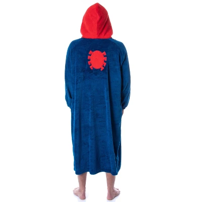 Marvel Mens' Spider-Man Logo Hooded Costume Pullover Pajama Outfit Blue 2 Marvel Mens' Spider-Man Logo Hooded Costume Pullover Pajama Outfit Blue - Image 2