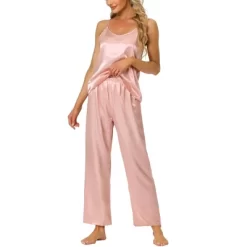 Cheibear Womens Satin Lounge Solid Color Cami Tops With Pants Sleepwear Pajamas Sets -Cozy Nights Sales Store GUEST d96a1727 e27c 4794 a4c8 ae5ee352c8d5