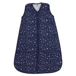 Hudson Baby Infant Muslin Cotton Sleeveless Wearable Sleeping Bag, Sack, Blanket, Gray Navy Star