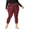 Agnes Orinda Women's Plus Size Trousers Casual Slim Plaid Skinny Pants