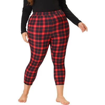 Agnes Orinda Women's Plus Size Trousers Casual Slim Plaid Skinny Pants 1 Agnes Orinda Women's Plus Size Trousers Casual Slim Plaid Skinny Pants