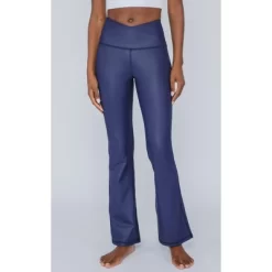 90 Degree By Reflex Interlink High Shine Cire Elastic Free Crossover V-Back Flared Leg Yoga Pants