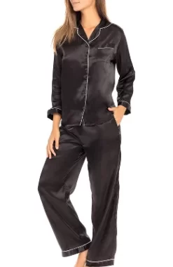 Women's Classic Satin Pajamas Lounge Set, Long Sleeve Top And Pants With Pockets, Silk Like PJs With Matching Sleep Mask -Cozy Nights Sales Store GUEST db6b4944 7136 4caf 9d95 8607ed86dfc2