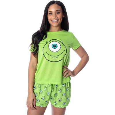 Disney Women's Monsters Inc. Mike Wazowski Shirt And Shorts Pajama Set Lime Green 5 Disney Women's Monsters Inc. Mike Wazowski Shirt And Shorts Pajama Set Lime Green - Image 5