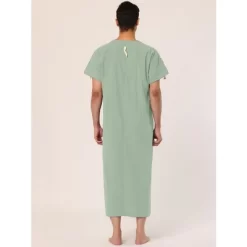 Lars Amadeus Men's Short Sleeves Cotton V-Neck Side Split Long Nightshirt -Cozy Nights Sales Store GUEST dc30563c 8679 4b95 9e4c 8c57ee3eba37