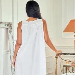 Women's Cotton Victorian Nightgown, Sybil Sleeveless Lace Trimmed Button Up Long Vintage Night Dress Gown -Cozy Nights Sales Store GUEST dc83bc13 2cdc 405b 9001 81a15b03b1d0