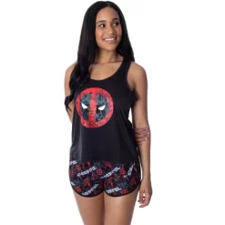 Marvel Women's Deadpool Racerback Tank And Shorts Sleepwear Pajama Set Deadpool Everywhere -Cozy Nights Sales Store GUEST dc960636 cb61 49d2 ab3d e137168715ab