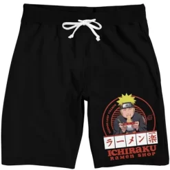 Naruto Shippuden Ichiraku Ramen Shop Men's Black Sleep Pajama Shorts
