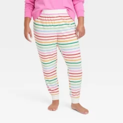Women's Striped Matching Family Thermal Pajama Pants - Wondershop™ Cream -Cozy Nights Sales Store GUEST dfb38fd4 6972 4e88 bcd3 15b8149865a4