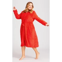 Women's Plus Size Zip Spot Robe - Red | AVENUE -Cozy Nights Sales Store GUEST dfc2dd77 0247 47d1 b174 0bb60058a30e