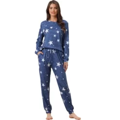 Cheibear Women's Long Sleeve Kint Printed Pattern 2 Pieces Pajama Sets -Cozy Nights Sales Store GUEST e05baec5 bd4b 468b b25f 676e8a84a3b9