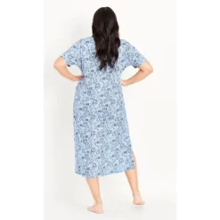 Women's Plus Size Paisley Sleep Dress - Blue | EVANS