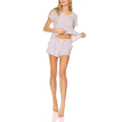 Bearpaw Women's Logo Print Jersey Short Sleeve V-Neck T-Shirt And Shorts -Cozy Nights Sales Store GUEST e27a1f9c c708 4c4d be2a f01cd0abe052