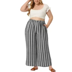 Agnes Orinda Women's Plus Size Boho Palazzo Lounge Wide Leg Pants With Elastic Waist And Stripe -Cozy Nights Sales Store GUEST e2b4aae1 57ce 4aec a42a 27fe8a6c903b
