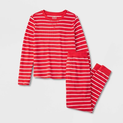 Kids' Striped Matching Family Thermal Pajama Set - Wondershop™ Red 1 Kids' Striped Matching Family Thermal Pajama Set - Wondershop™ Red