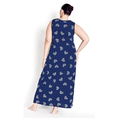 Women's Plus Size Summer Love Sleep Maxi Dress - Leopard Heart | AVENUE 1 Women's Plus Size Summer Love Sleep Maxi Dress - Leopard Heart | AVENUE