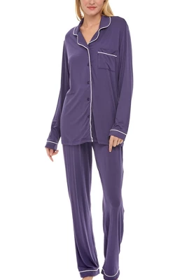 Women's Soft Knit Jersey Pajamas Lounge Set, Long Sleeve Top And Pants With Pockets 12 Women's Soft Knit Jersey Pajamas Lounge Set, Long Sleeve Top And Pants With Pockets - Image 12