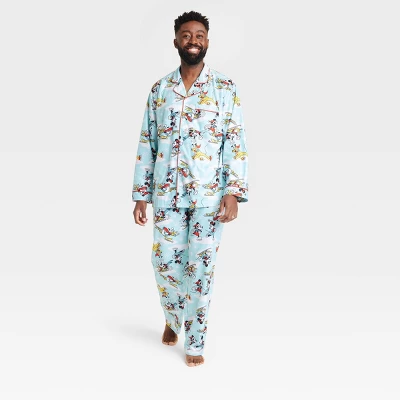Men's Disney 100 Coat Pajama Set 2pc - Blue 2 Men's Disney 100 Coat Pajama Set 2pc - Blue - Image 2