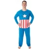 Marvel Men's Vintage Captain America Costume Raglan Top And Pants Pajama Set Captain America