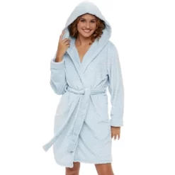 Women's Warm Soft Plush Fleece Bathrobe With Hood, Knee Length Hooded Robe, Chevrons -Cozy Nights Sales Store GUEST e88b6640 a2ca 410d bd7d ab314d8c54cb