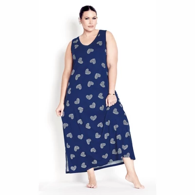 Women's Plus Size Summer Love Sleep Maxi Dress - Leopard Heart | AVENUE 3 Women's Plus Size Summer Love Sleep Maxi Dress - Leopard Heart | AVENUE - Image 3