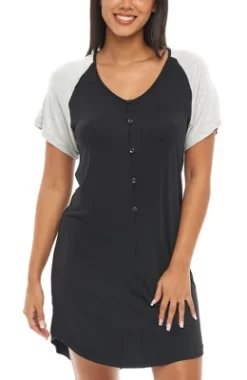 Womens Soft Knit Short Sleeve Nightgown, Button Down Night Shirt Pajamas -Cozy Nights Sales Store GUEST e96f0aff 2a71 4232 ab32 57e380095b2b