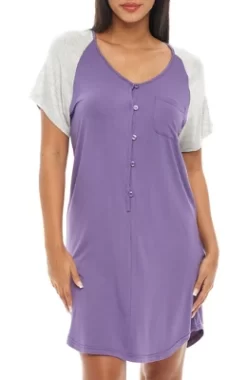 Womens Soft Knit Short Sleeve Nightgown, Button Down Night Shirt Pajamas -Cozy Nights Sales Store GUEST ea5f0665 f896 4df1 a25d bdbee349e401