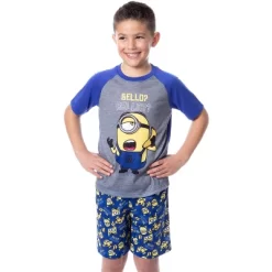 Despicable Me Boys' Minions Bello? Raglan Sleep Pajama Set Shorts Shirt Multicolored -Cozy Nights Sales Store GUEST eb738179 7e5a 420d 852e 77884d77782e
