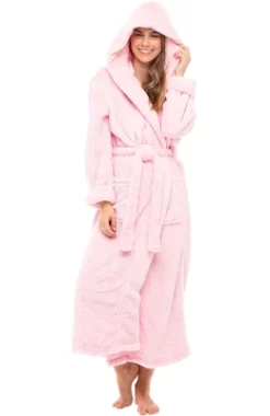 Women's Fuzzy Plush Fleece Bathrobe With Hood, Soft Warm Hooded Lounge Robe -Cozy Nights Sales Store GUEST eb73b42b 4766 4d2c a861 1d8873309eac