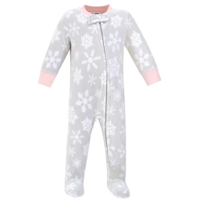 Hudson Baby Infant Girl Fleece Zipper Sleep And Play 2pk, Gray Pink Snowflake 2 Hudson Baby Infant Girl Fleece Zipper Sleep And Play 2pk, Gray Pink Snowflake - Image 2
