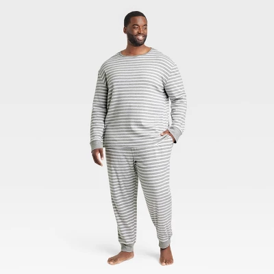 Men's Striped 100% Cotton Matching Pajama Set - Gray 4 Men's Striped 100% Cotton Matching Pajama Set - Gray - Image 4
