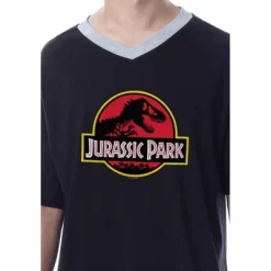 Jurassic Park Mens' Dinosaur Film Logo Sleep Pajama Dress Shirt