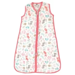 Hudson Baby Infant Girl Muslin Cotton Sleeveless Wearable Sleeping Bag, Sack, Blanket, Woodland Fox