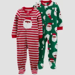 Carter's Just One You® Toddler Striped Santa Fleece Footed Pajama Set -Cozy Nights Sales Store GUEST eda16ac3 669a 434f 8128 8461919f3496