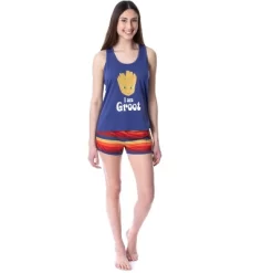 Marvel Womens' I Am Groot Guardians Of The Galaxy Pajama Set Short Tank Top Multicolored -Cozy Nights Sales Store GUEST edb7f076 bf79 4843 bfbd c5393476a6b6