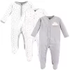 Hudson Baby Baby Cotton Snap Sleep And Play 3pk, Gray Clouds