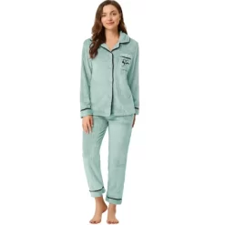Allegra K Women's Flannel Button Down Lounge Winter Long Sleeves Pajama Sets -Cozy Nights Sales Store GUEST efc1effd f4e0 4409 8ad6 dc6e7847e0df
