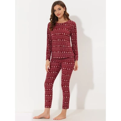 Cheibear Womens Sleepwear Pajama Long Sleeve Winter Nightwear Christmas Pj Elk Lounge Set 2 Cheibear Womens Sleepwear Pajama Long Sleeve Winter Nightwear Christmas Pj Elk Lounge Set - Image 2