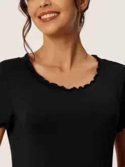 Cheibear Women's Sleepshirt Short Sleeve Ruffle Loungewear Nightshirts -Cozy Nights Sales Store GUEST f15a1ce7 af84 4127 8f76 1c98e83e5fd7