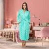 Womens Soft Cotton Knit Jersey Lounge Robe With Pockets, Long Bathrobe