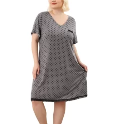Agnes Orinda Womens Plus Size V Neck Polka Dots Short Sleeve Sleepwear Pajamas Nightgown -Cozy Nights Sales Store GUEST f4d30a95 05a7 40ed 8973 7be6da8970d7