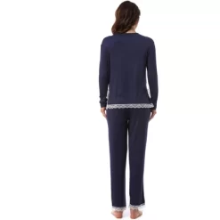 Cheibear Womens Sleepwear Soft Lace Trim Knit Stretch Long Sleeve Shirt And Pants 2pcs Pajama Set -Cozy Nights Sales Store GUEST f6d0a0a9 a292 436d a902 0b9dc47bdb80