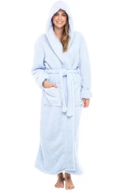 Women's Fuzzy Plush Fleece Bathrobe With Hood, Soft Warm Hooded Lounge Robe -Cozy Nights Sales Store GUEST f6ed3fb7 af0a 4892 8b39 55be75f397be