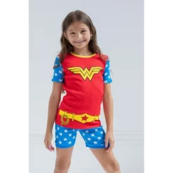 DC Comics Justice League Wonder Woman Girls Pajama Shirt And Shorts Sleep Set Toddler
