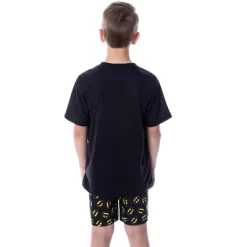 DC Comics Big Boys' Batman Logo Short Sleeve Shirt Pajama Short Set Black