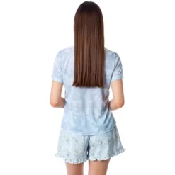 Disney Womens' Tinker Bell Pixie Dust Sleep Pajama Set Shorts Tie-Dye Multicolored