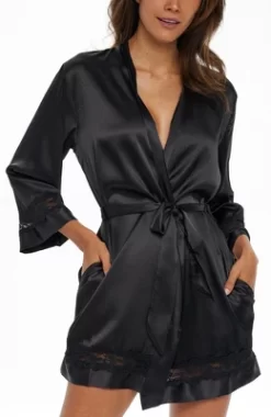 Womens Short Satin Lace Trim Robe, Silk Like Loungewear -Cozy Nights Sales Store GUEST f8556440 410f 42e5 8501 be950dd3a077