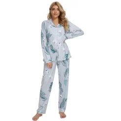 Cheibear Womens Sleepwear Lounge Cute Print Nightwear With Pants Long Sleeve Pajama Set -Cozy Nights Sales Store GUEST f99adac9 b1e5 4608 91e3 3cc60d955225